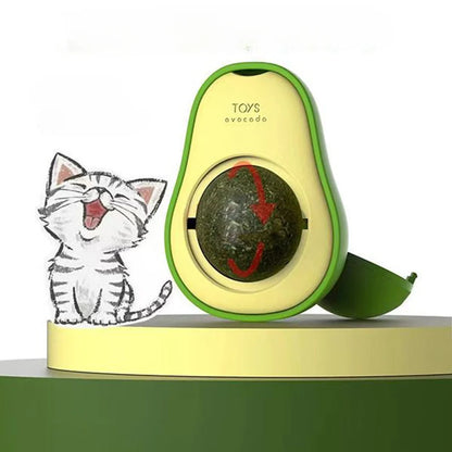 Avocado Catnip Ball Rotatable Pet Toy Mint Ball Wall Stickup Cat Snacks for Kitten Cat Cartoon Pet Teeth Cleaning Supplies