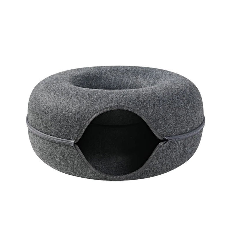 Donut Pet Cat Tunnel Interactive Play Toy Cat Bed Dual Use Ferrets Rabbit Bed Tunnels Indoor Toys Cats House Kitten Training Toy