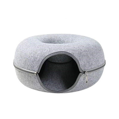 Donut Pet Cat Tunnel Interactive Play Toy Cat Bed Dual Use Ferrets Rabbit Bed Tunnels Indoor Toys Cats House Kitten Training Toy